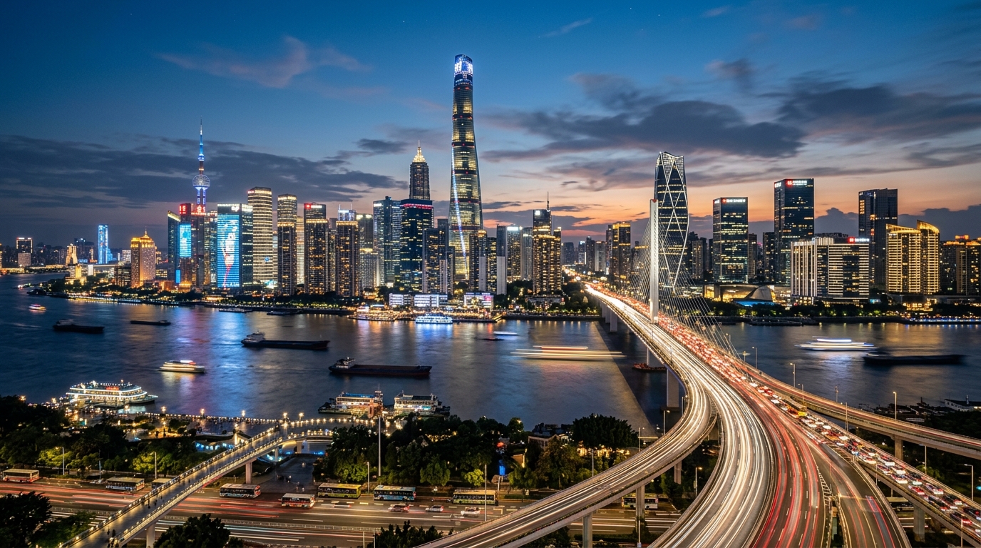 Global International Metropolis Skyline at Twilight