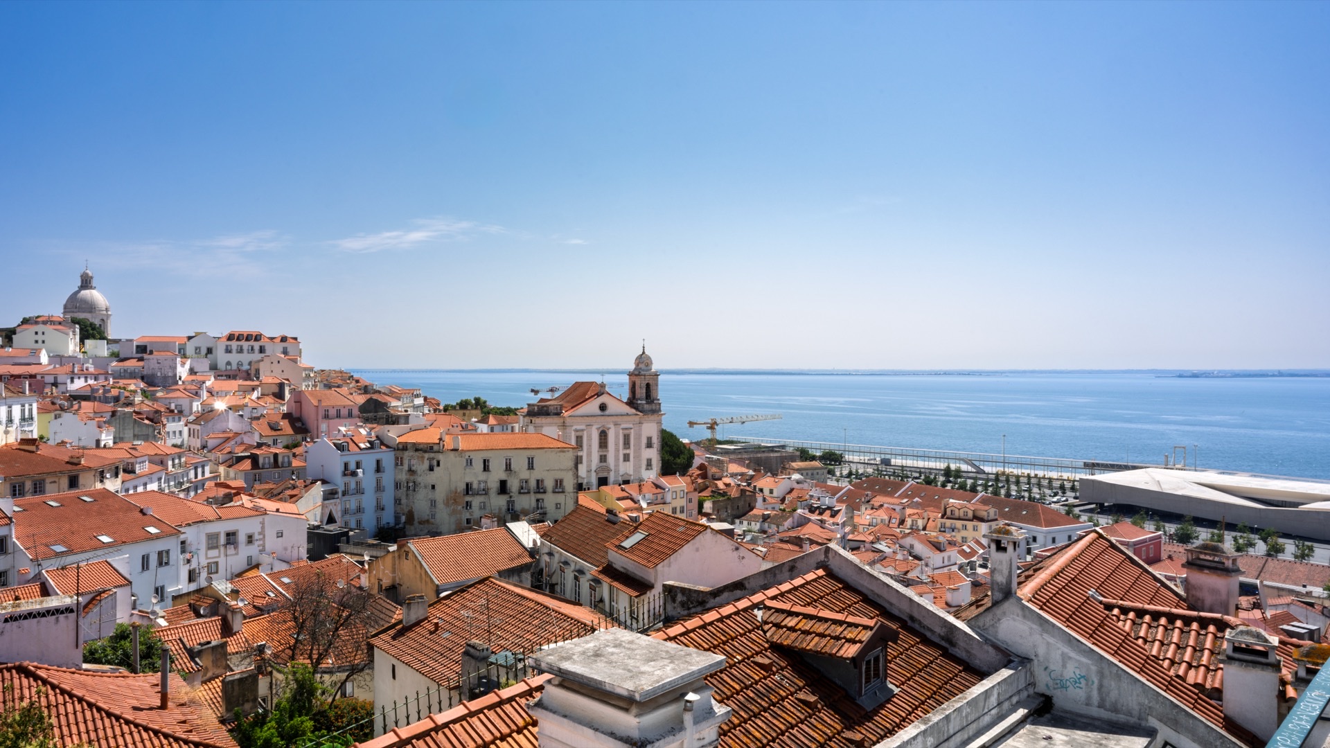 Lisbon Alfama District and Tagus River View