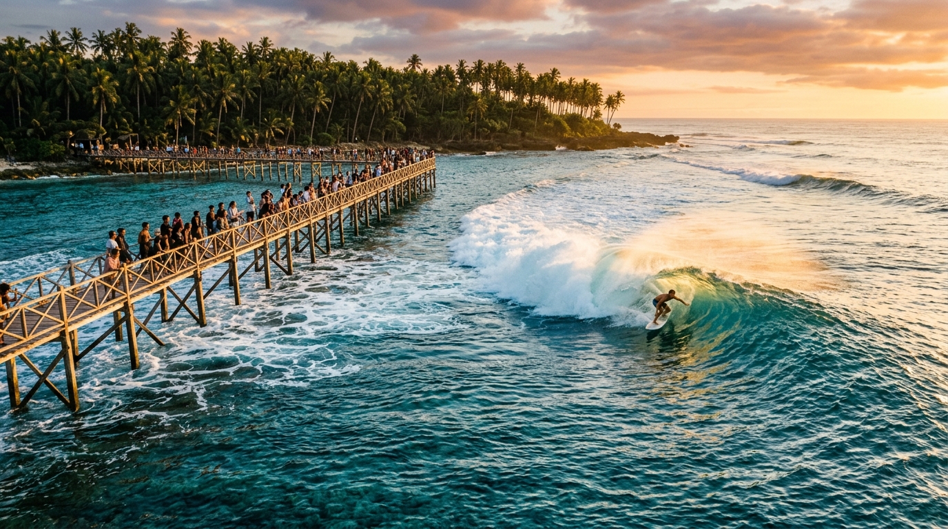 Siargao Island Cloud 9 Boardwalk and Barreling Reef Wave Philippines